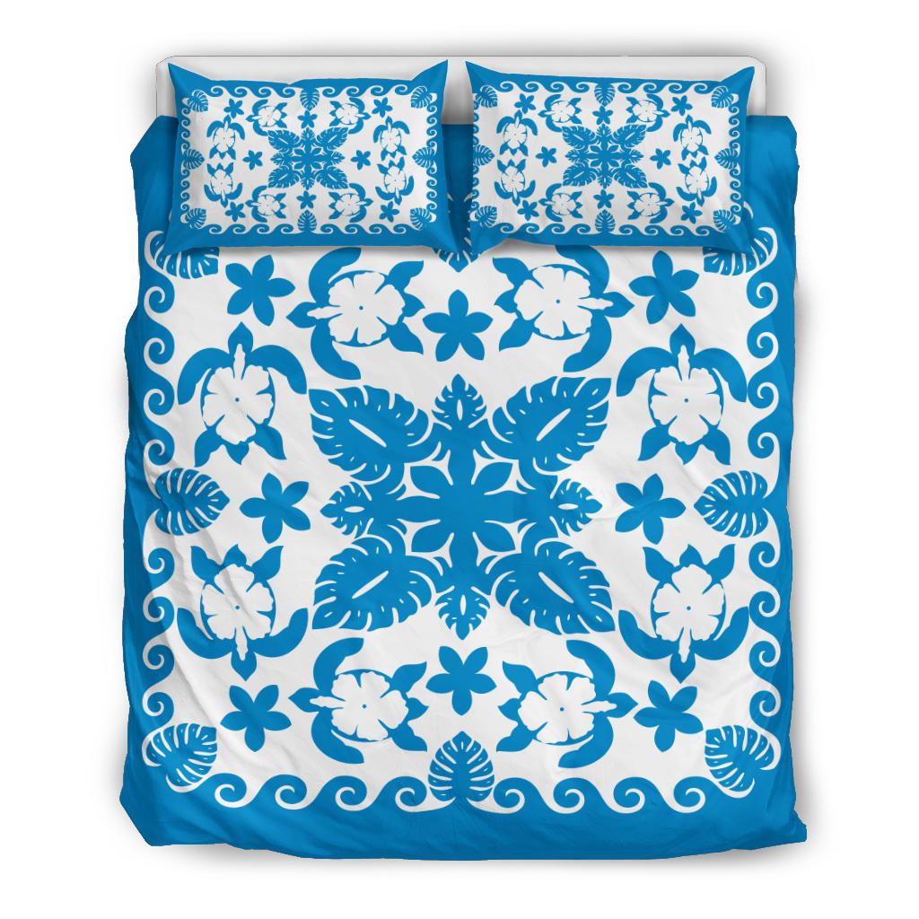 Turtle with Hibiscus Royal Blue Bedding Set - Vibe Hoodie Shop