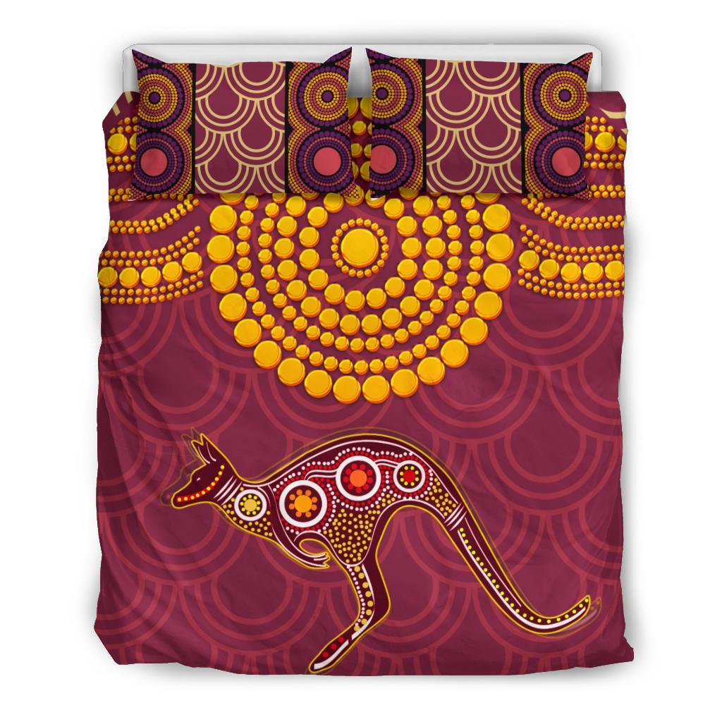 Aboriginal Bedding Set - Aboriginal Kangaroo - Vibe Hoodie Shop