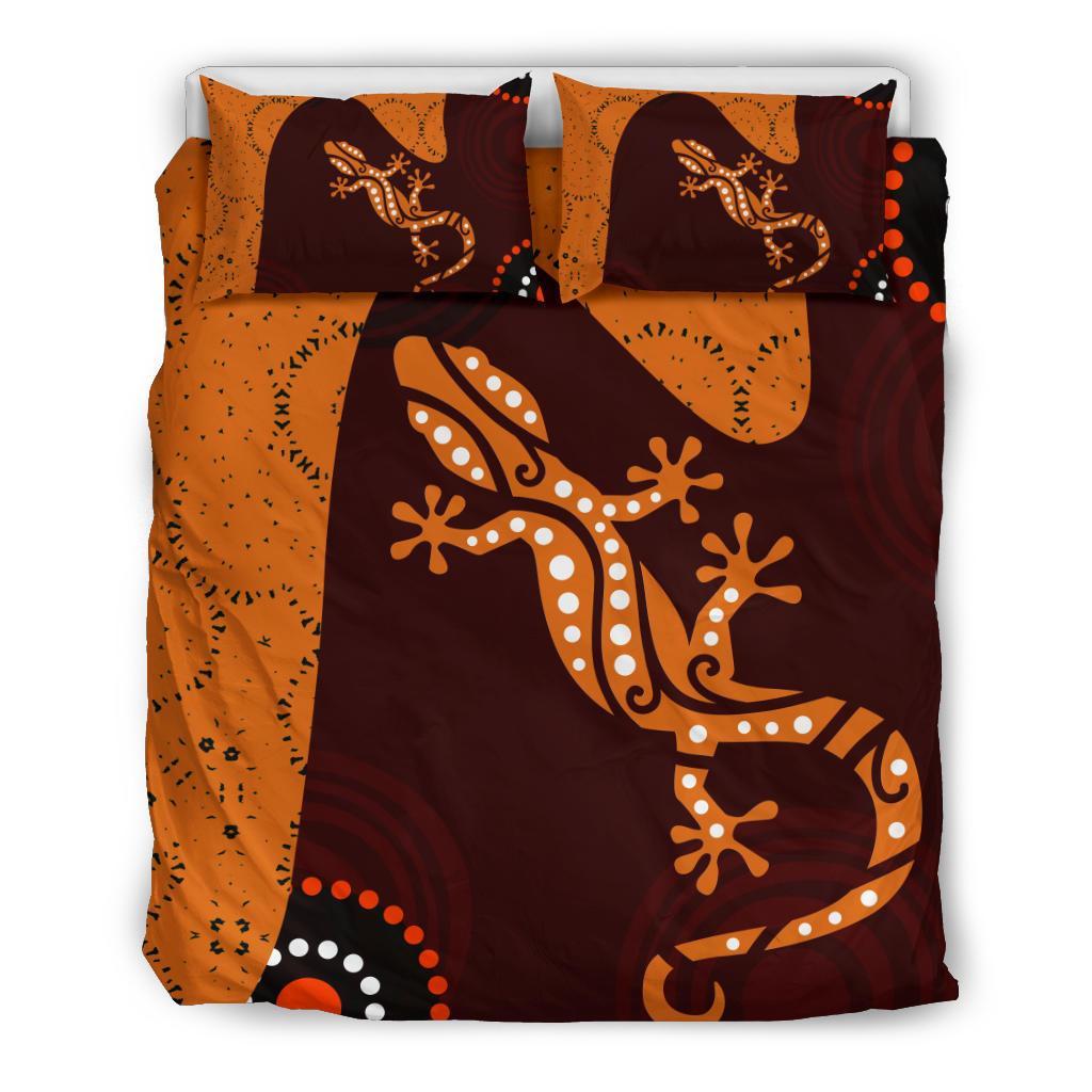 Aboriginal Bedding Set - Lizard in Aboriginal Dreaming - Vibe Hoodie Shop