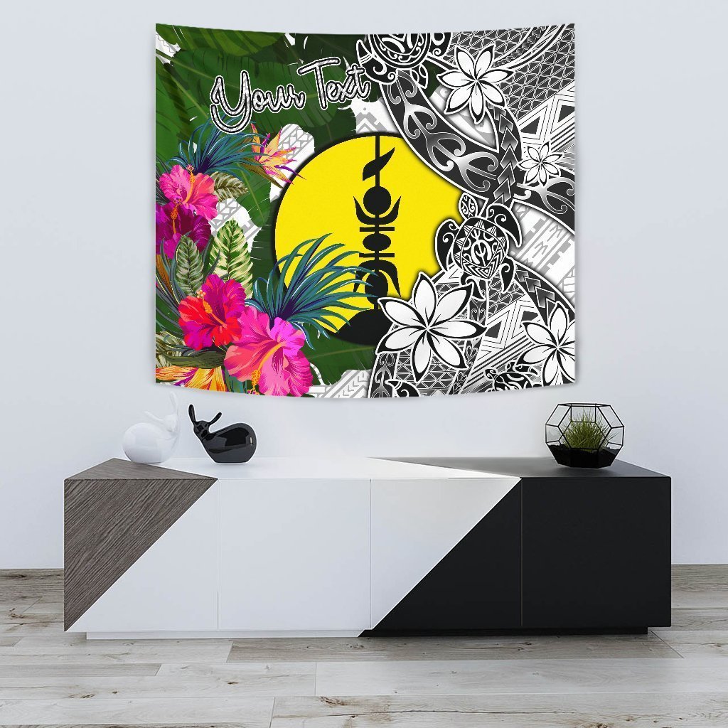 New Caledonia Custom Personalised Tapestry White - Turtle Plumeria Banana Leaf - Vibe Hoodie Shop