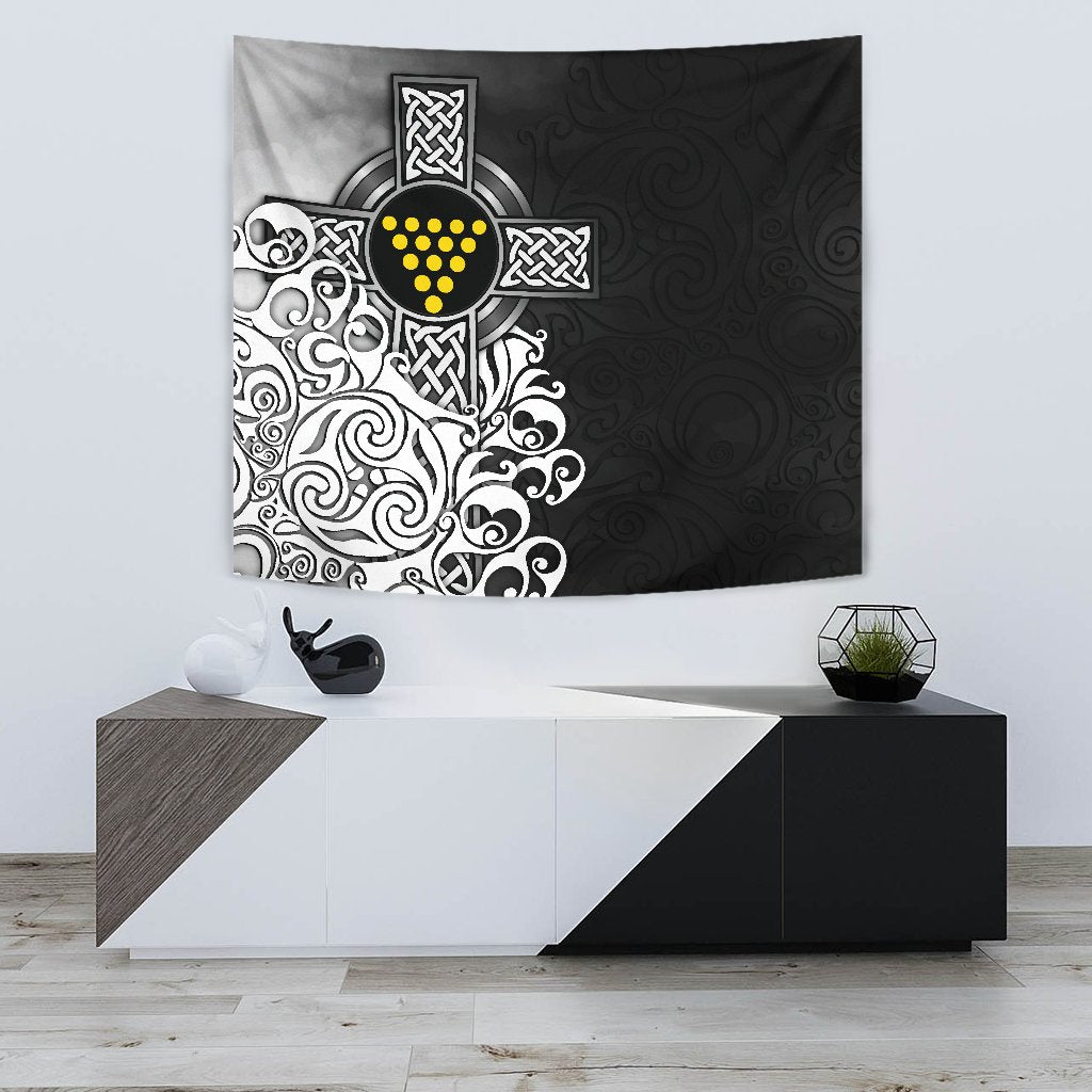 Cornwall Tapestry - Duke Of Cornwall Flag With Celtic Cross - Vibe Hoodie Shop