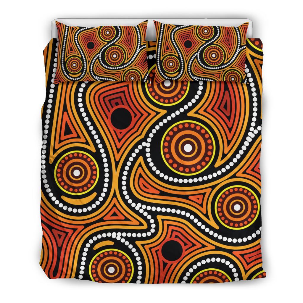 Aboriginal Bedding Set, Indigenous Circle Dot Painting Ver01 - Vibe Hoodie Shop