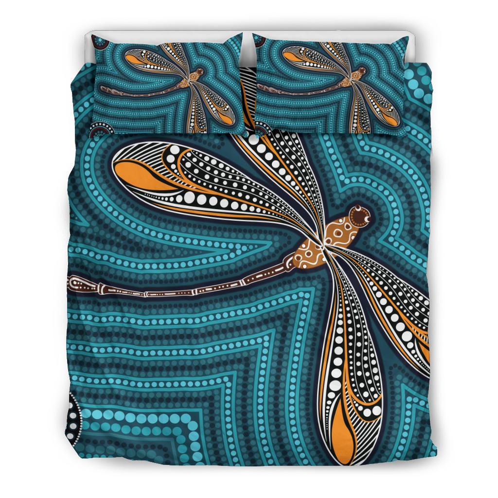 Aboriginal Bedding Set, Indigenous Dragonfly - Vibe Hoodie Shop