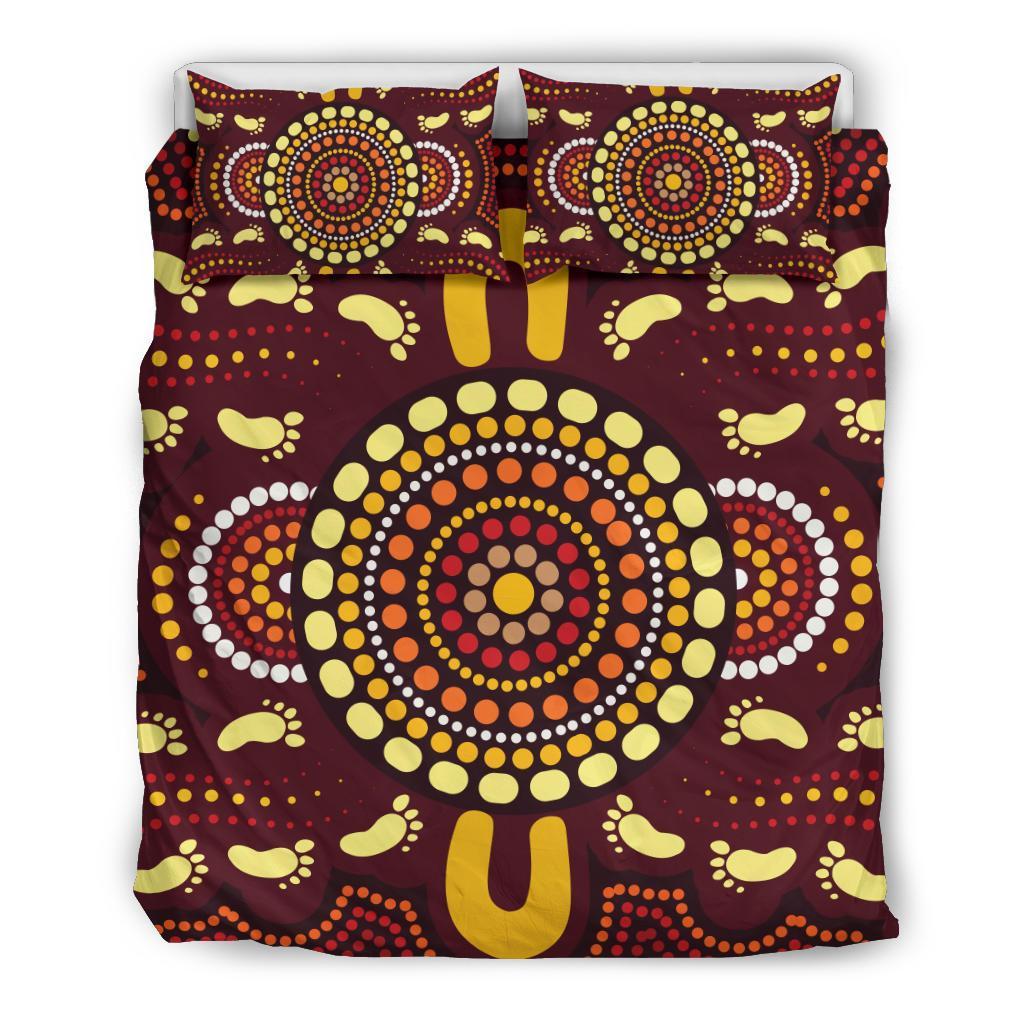 Aboriginal Bedding Set, Indigenous Circle Footprint - Vibe Hoodie Shop