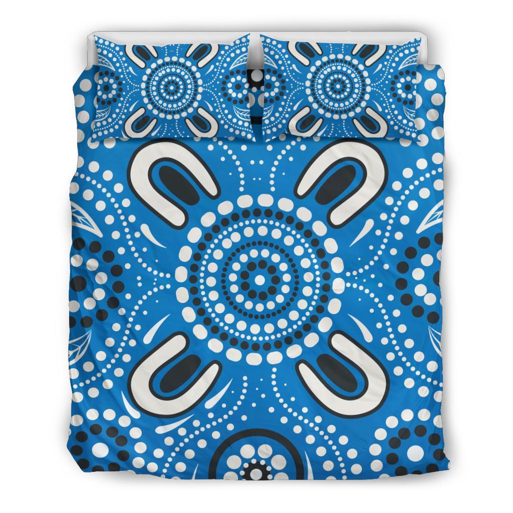 Aboriginal Bedding Set, Indigenous Circle Dot Painting Blue Color - Vibe Hoodie Shop