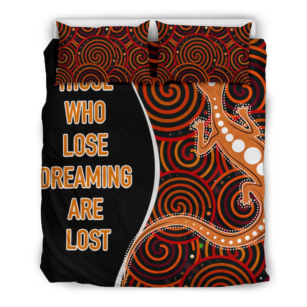 Aboriginal Bedding Set - Indigenous Lizard Dreaming - Vibe Hoodie Shop