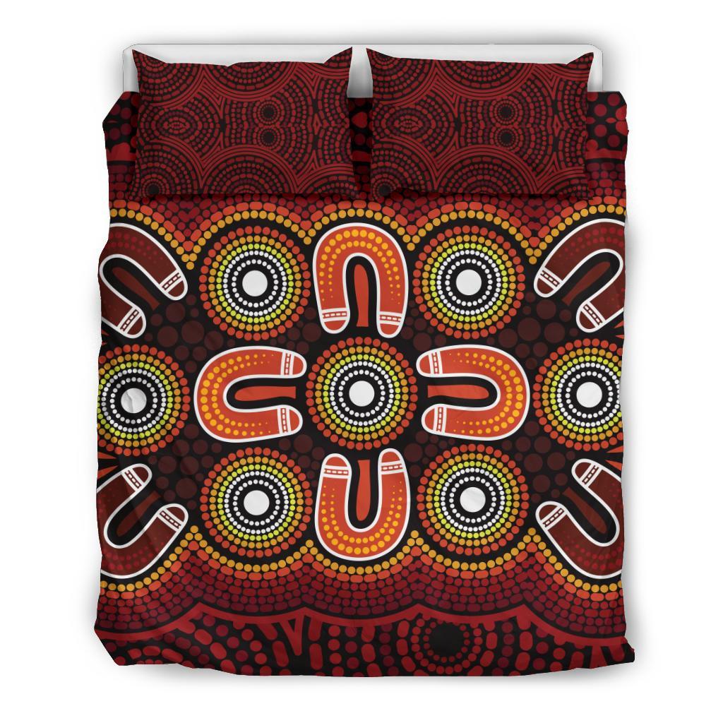 ABoriginal Bedding Set - Aboriginal Dot Painting Flowers Style - Vibe Hoodie Shop