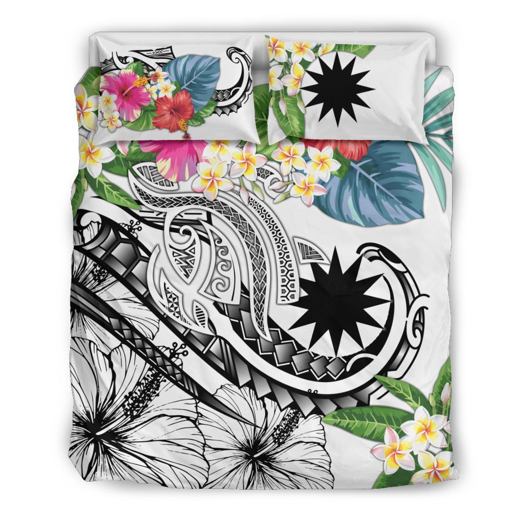 Nauru Polynesian Bedding Set - Summer Plumeria (White) - Vibe Hoodie Shop