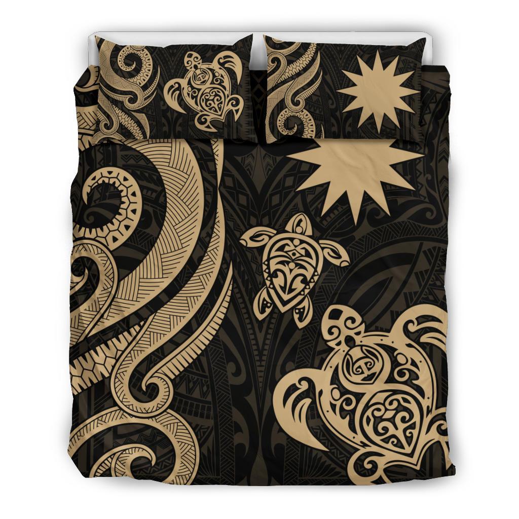 Nauru Bedding Set - Gold Tentacle Turtle - Vibe Hoodie Shop