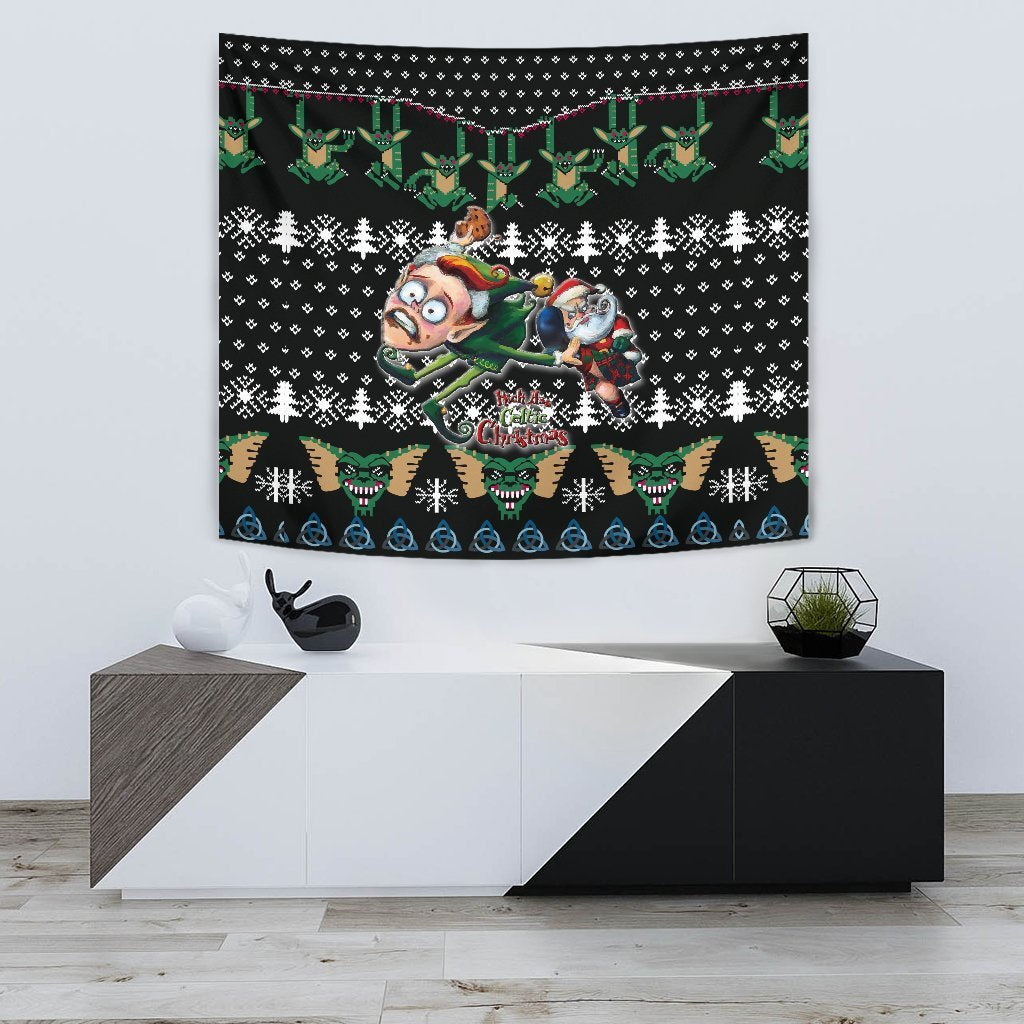 Celtic Ugly Christmas Tapestry - Kick Ass Xmas Ho Ho Ho - Vibe Hoodie Shop