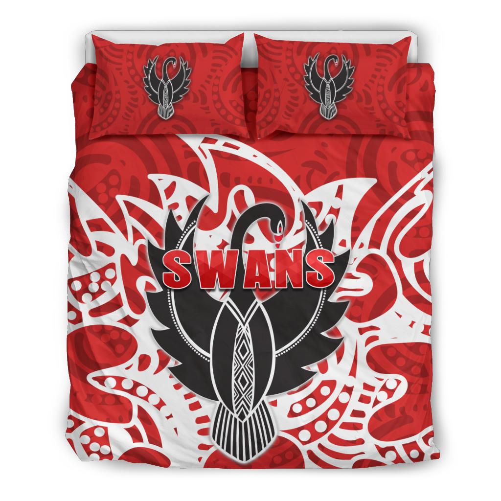 Sydney Bedding Set Simple Indigenous Swans - Vibe Hoodie Shop