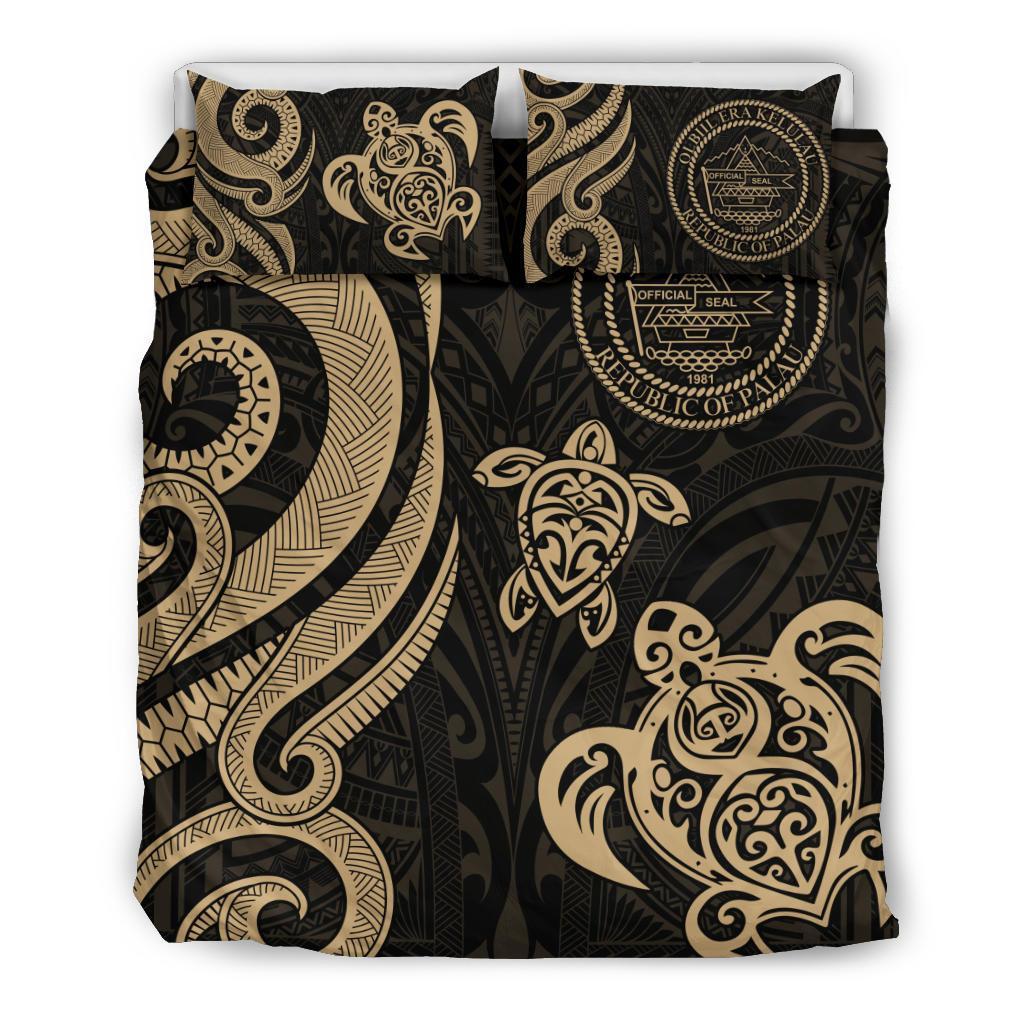 Palau Bedding Set - Gold Tentacle Turtle - Vibe Hoodie Shop