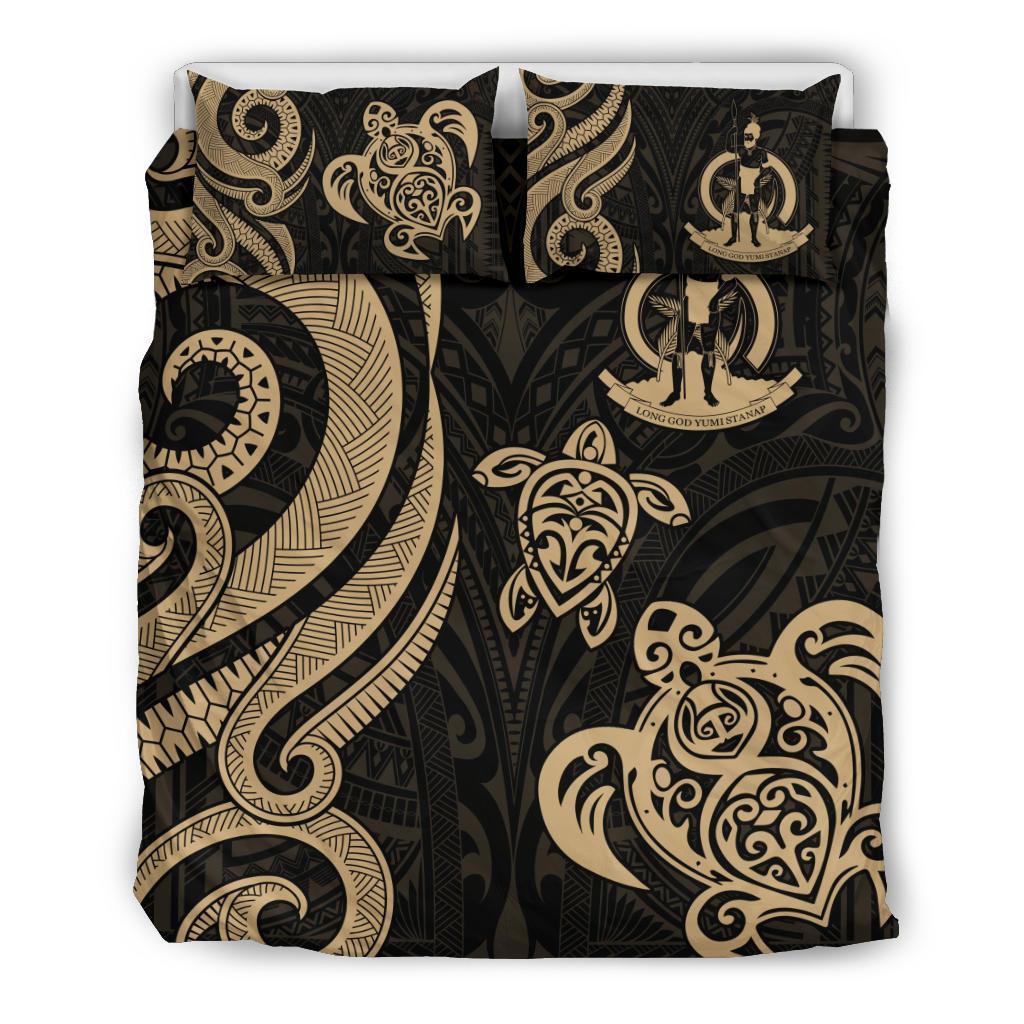 Vanuatu Bedding Set - Gold Tentacle Turtle - Vibe Hoodie Shop
