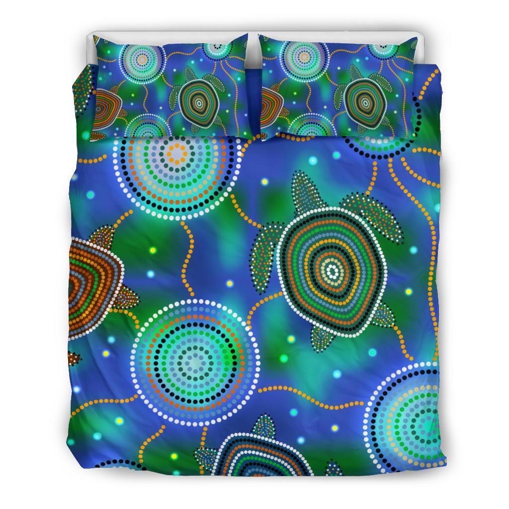 Aboriginal Bedding Set - Indigenous Turtle Dreaming - Vibe Hoodie Shop