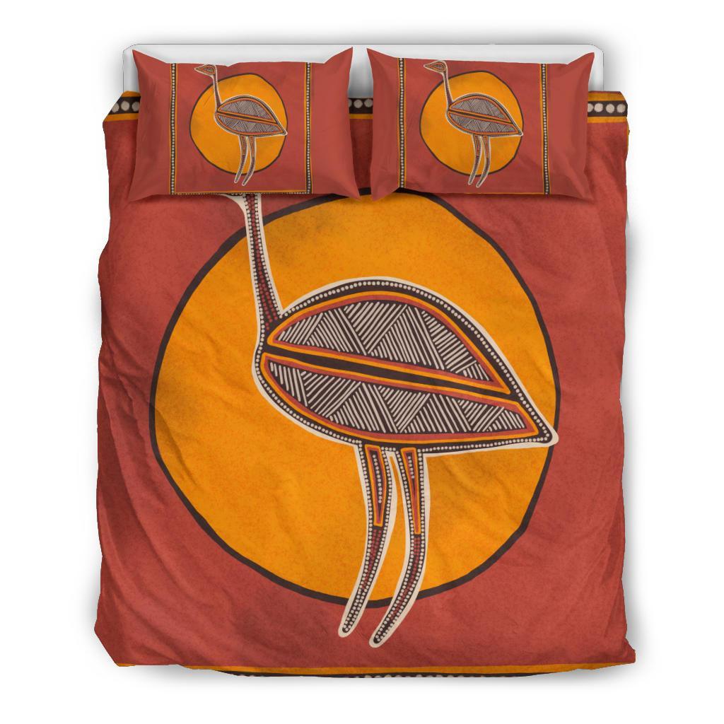 Aboriginal Bedding Set - Indigenous Emu - Vibe Hoodie Shop