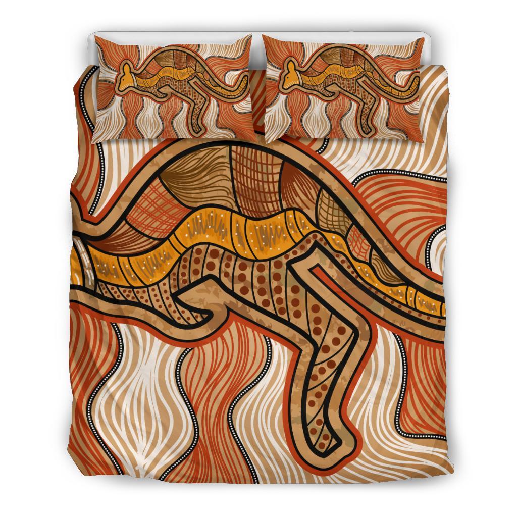 Aboriginal Bedding Set - Indigenous Kangaroo Vintage Stye - Vibe Hoodie Shop