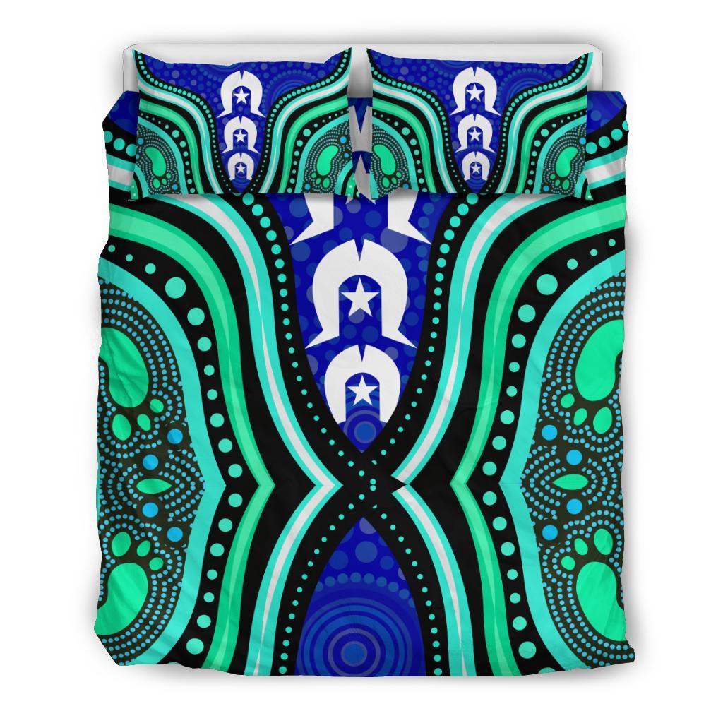 Torres Strait Bedding Set - Torres Strait Symbol And Aboriginal Patterns - Vibe Hoodie Shop