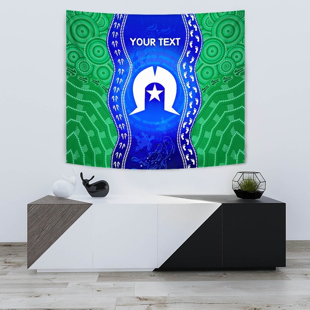 Custom Torres Strait Islanders Tapestry - Torres Symbol With Aboriginal Patterns - Vibe Hoodie Shop