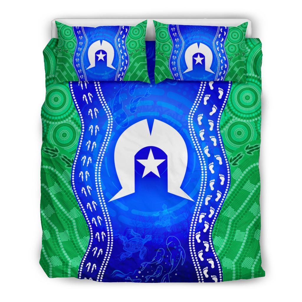 Torres Strait Islanders Bedding Set - Torres Symbol With Aboriginal Patterns - Vibe Hoodie Shop