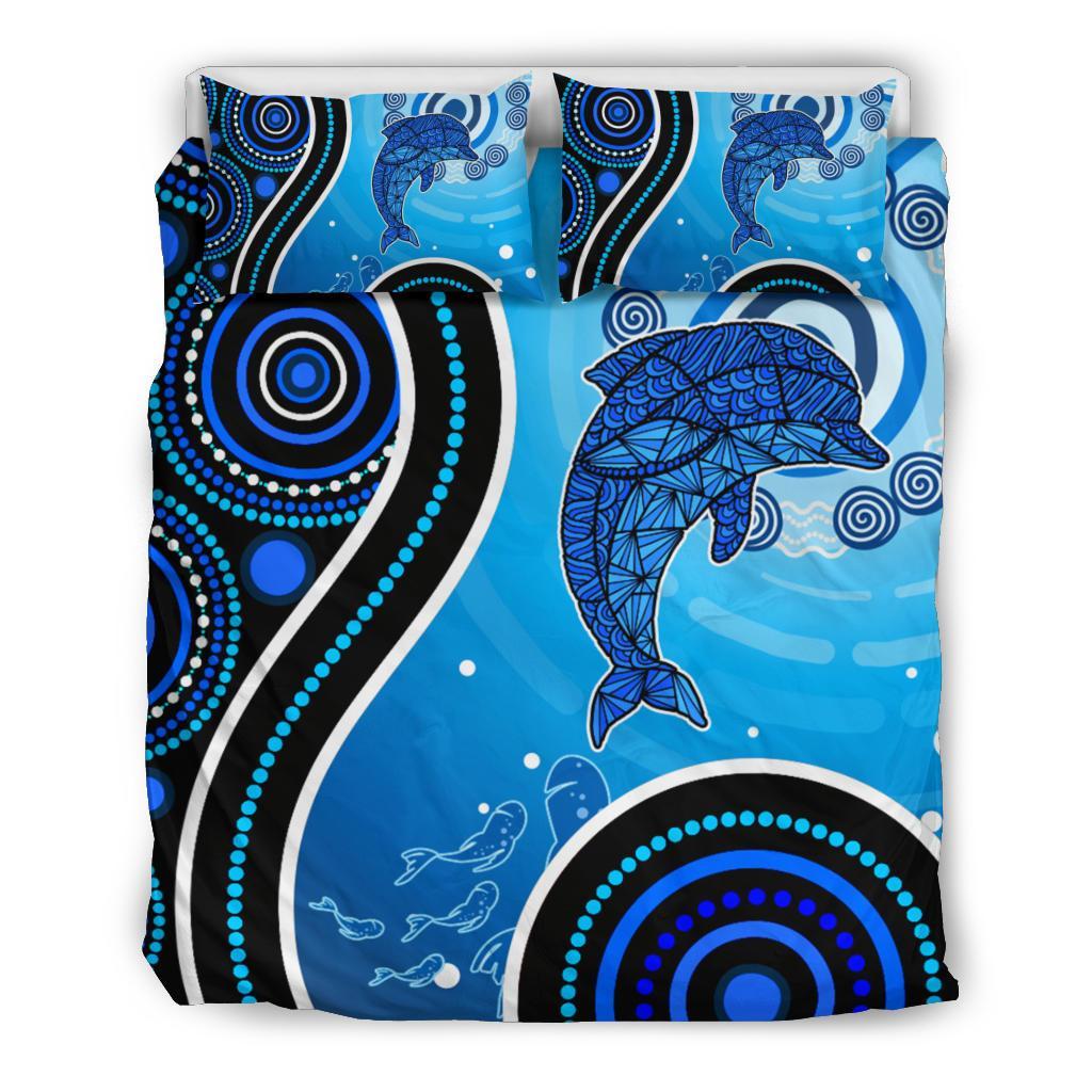 Aboriginal Bedding Set - Dolphin And Aboriginal Dot Patterns - Vibe Hoodie Shop