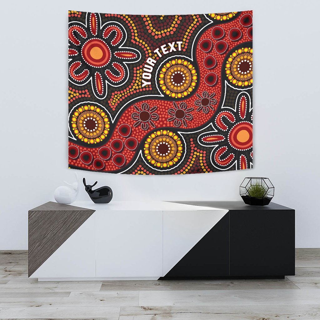 Custom Aboriginal Tapestry - Indigenous Circle Dot Painting Style - - Vibe Hoodie Shop