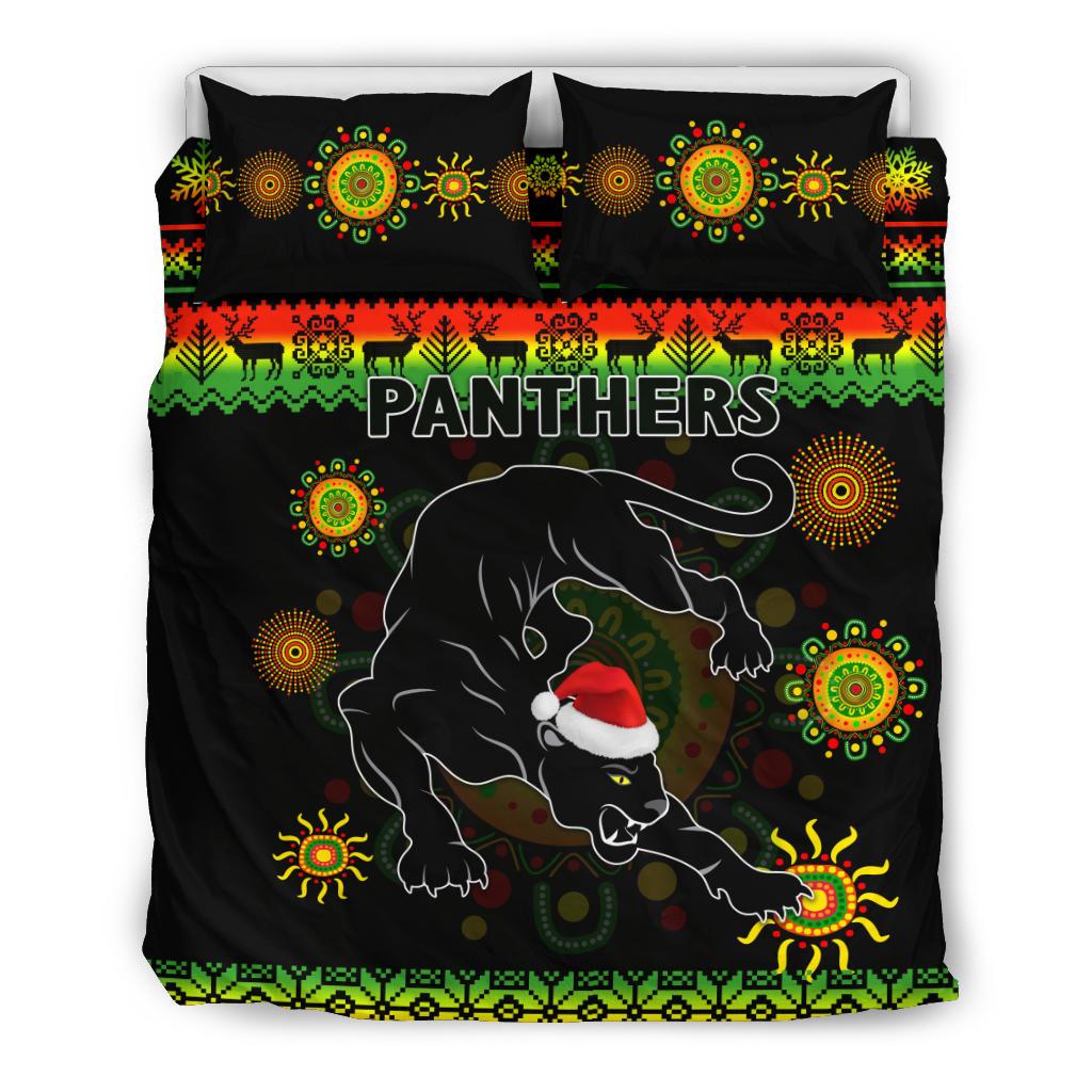 Penrith Panthers Christmas Bedding Set Indigenous - Vibe Hoodie Shop