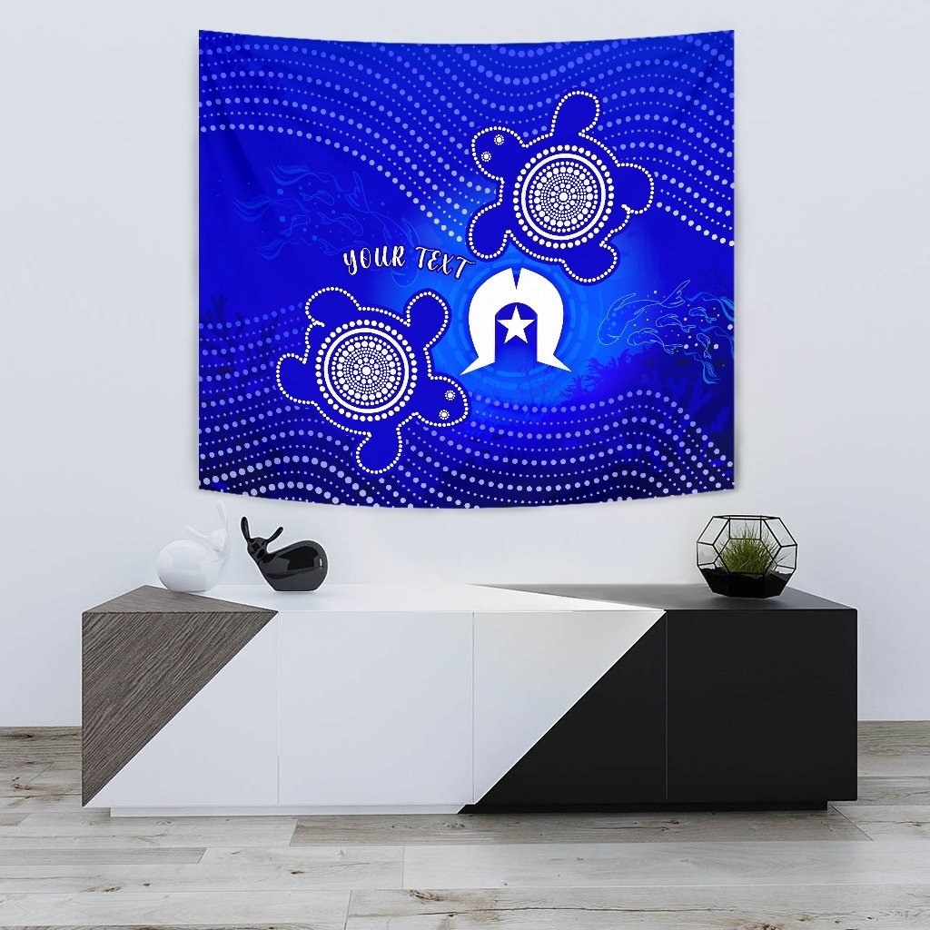 Custom Torres Strait Islanders Tapestry - Torres Symbol With Indigenous Turtle - Vibe Hoodie Shop