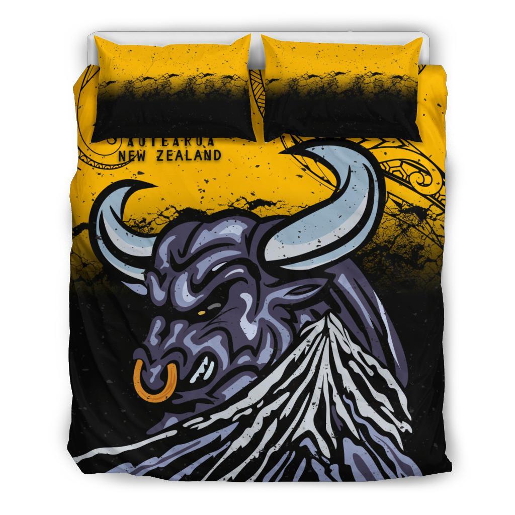 New Zealand Maori Bedding Set Taranaki Bull - Vibe Hoodie Shop