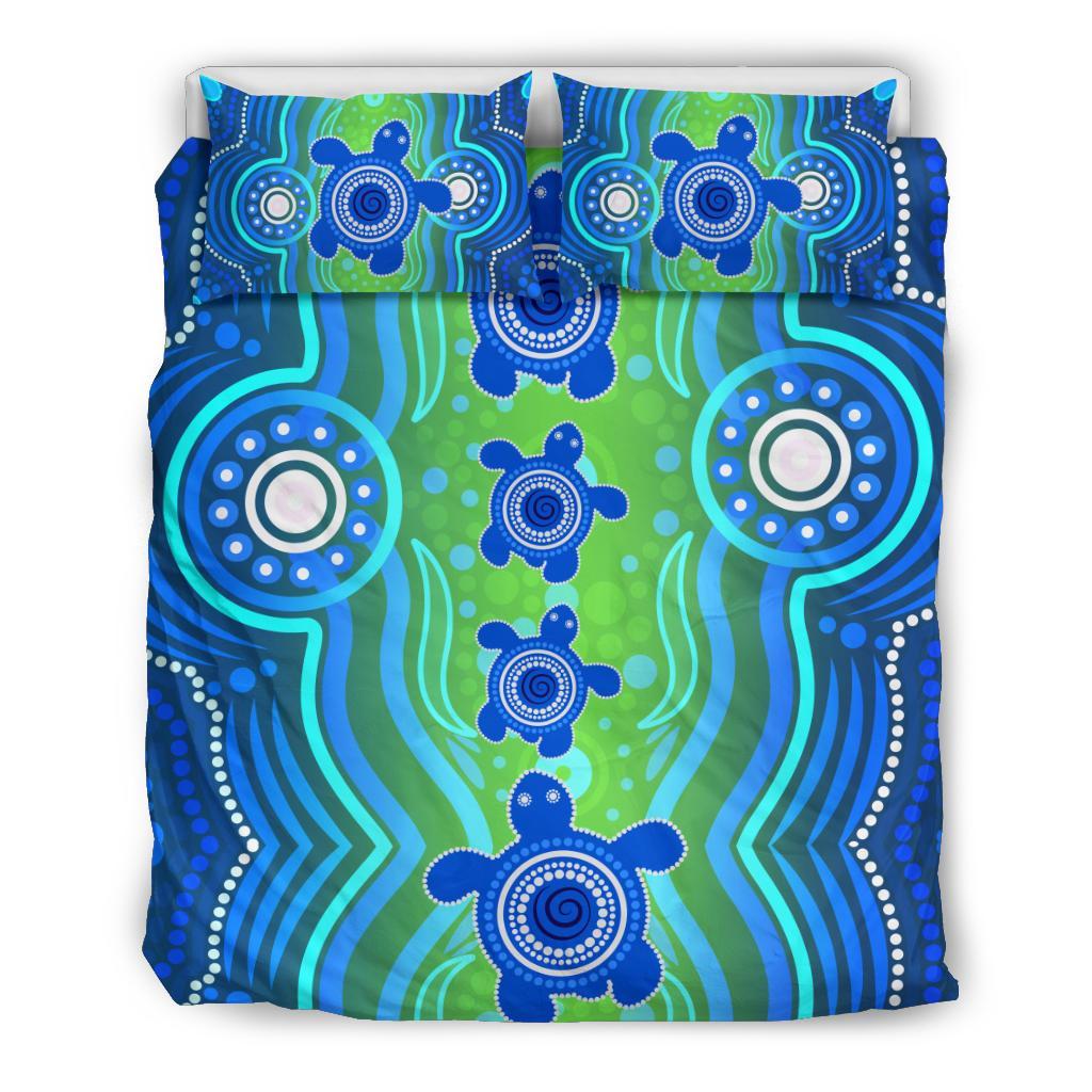 Aboriginal Bedding Set - Aboriginal Turtle Family - Vibe Hoodie Shop