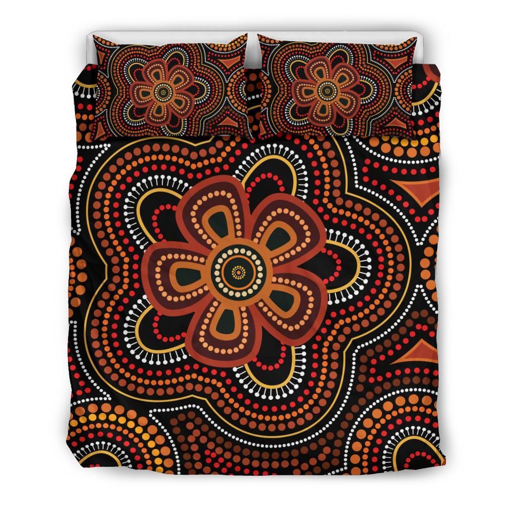 ABoriginal Bedding Set - Aboriginal Dot Painting Flowers Style Ver02 - Vibe Hoodie Shop