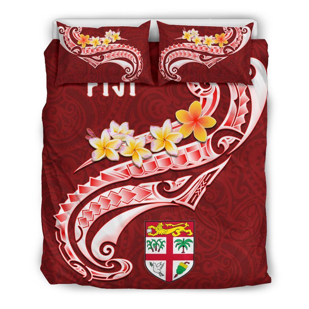 Fiji Bedding Set - Fiji Seal Polynesian Patterns Plumeria (Red) - Vibe Hoodie Shop