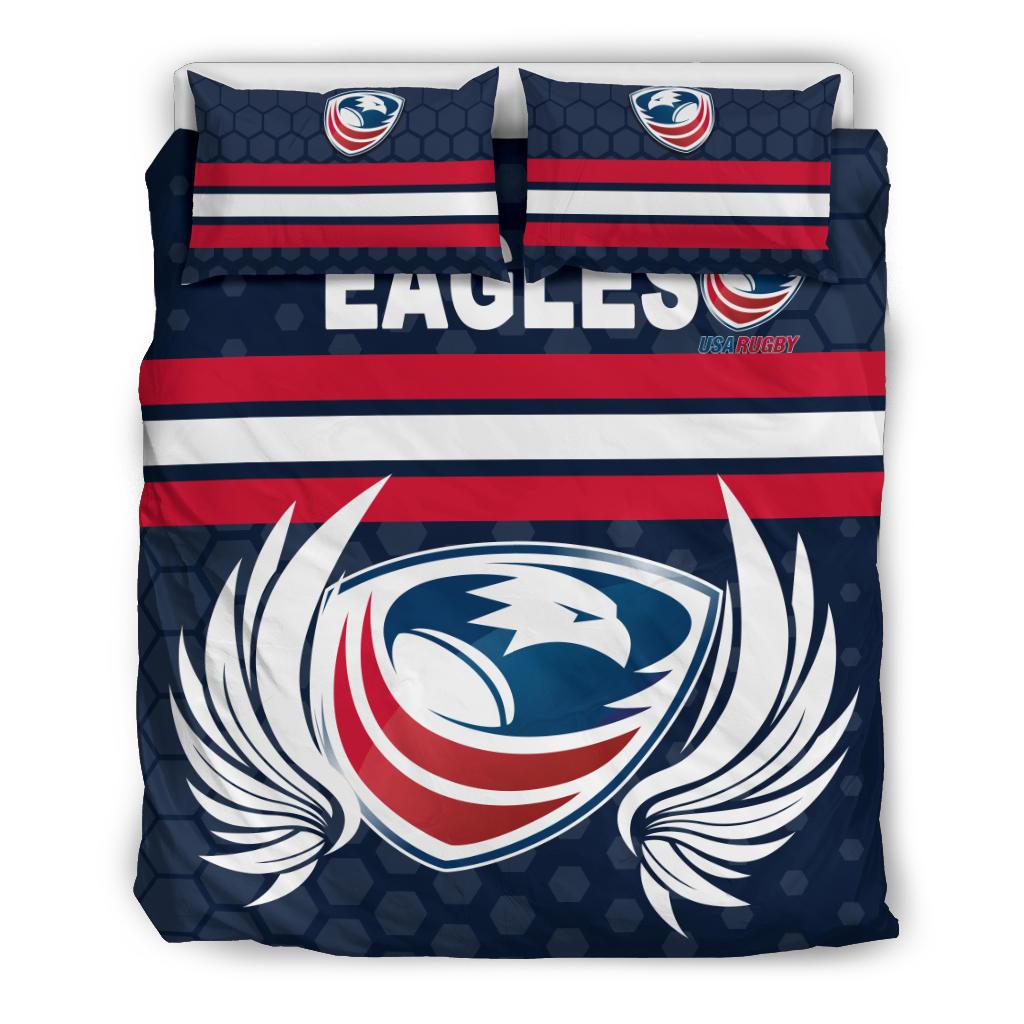 USA Rugby Bedding Set Eagles Simple Style - Full Navy - Vibe Hoodie Shop