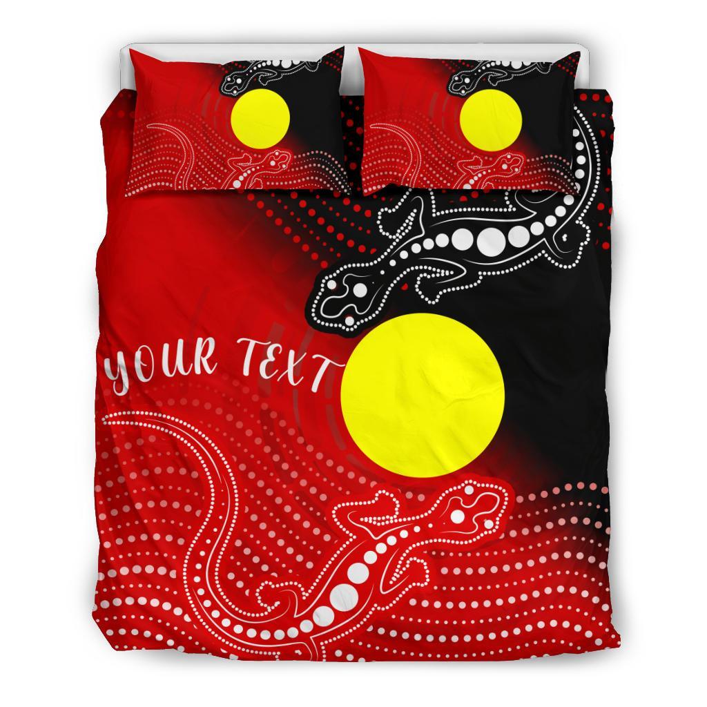 Custom Aboriginal Bedding Set - Two Indigenous Lizard - Vibe Hoodie Shop