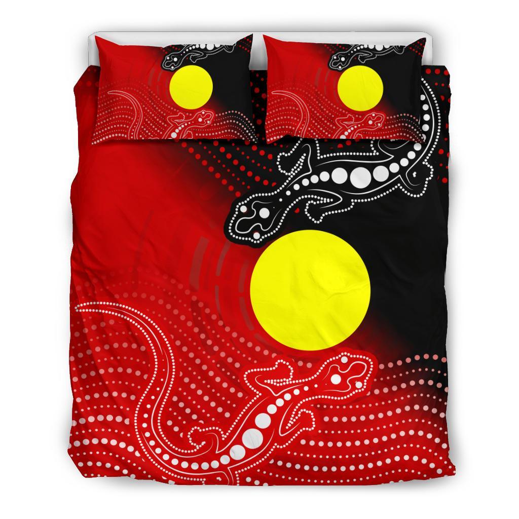 Aboriginal Bedding Set - Two Indigenous Lizard - Vibe Hoodie Shop