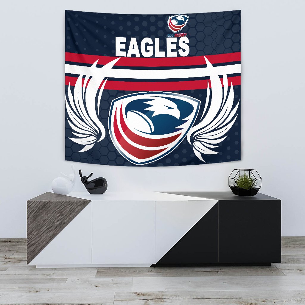 USA Rugby Tapestry Eagles Simple Style - Full Navy - Vibe Hoodie Shop