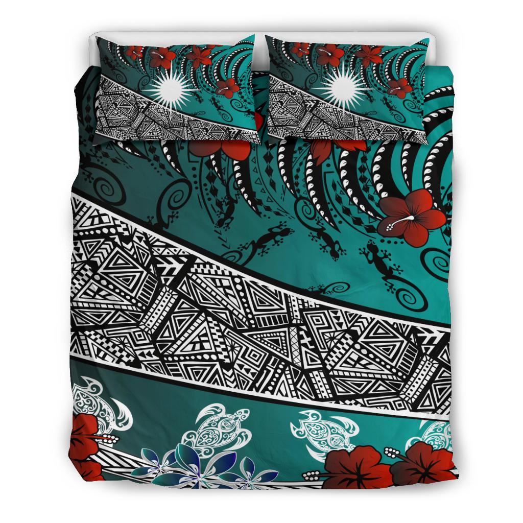 Marshall Islands Bedding Set - Lizard And Turtle Green - Vibe Hoodie Shop
