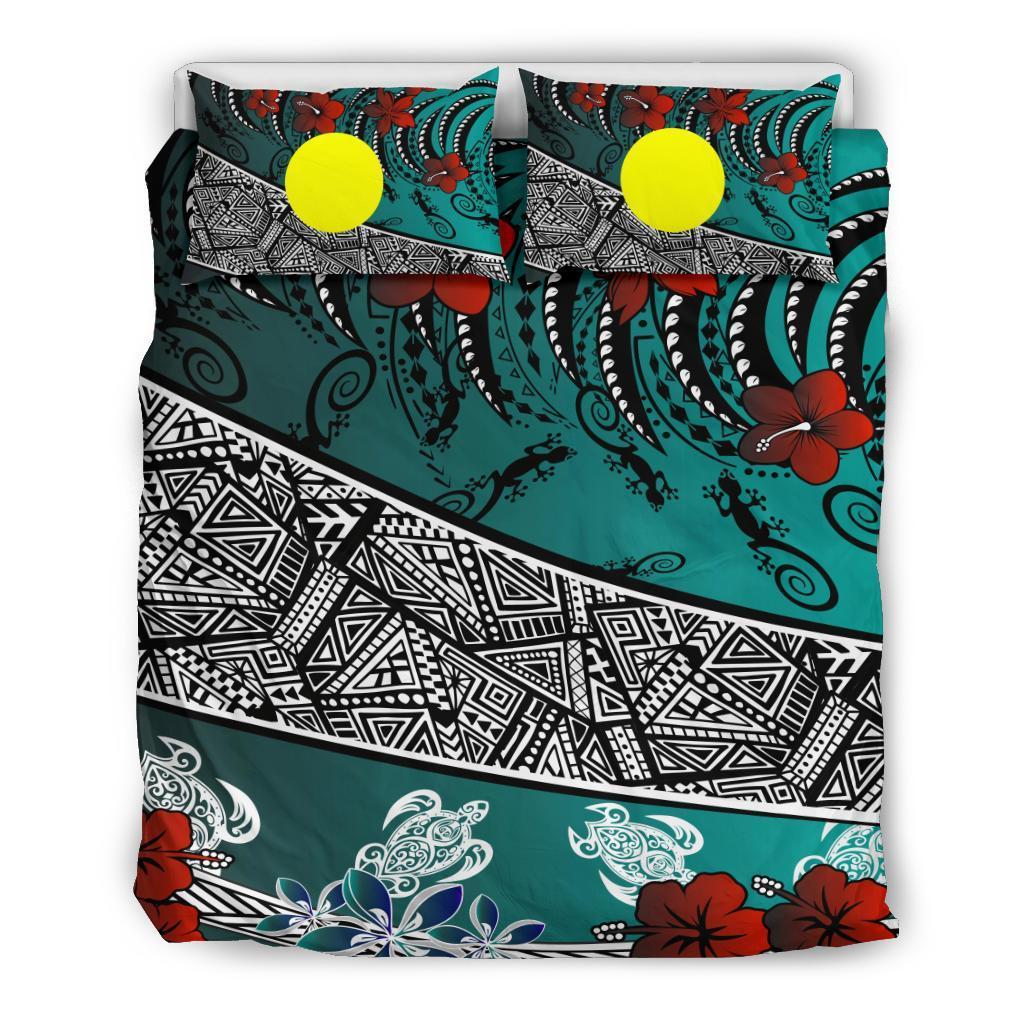 Palau Polynesian Bedding Set - Lizard And Turtle Green - Vibe Hoodie Shop