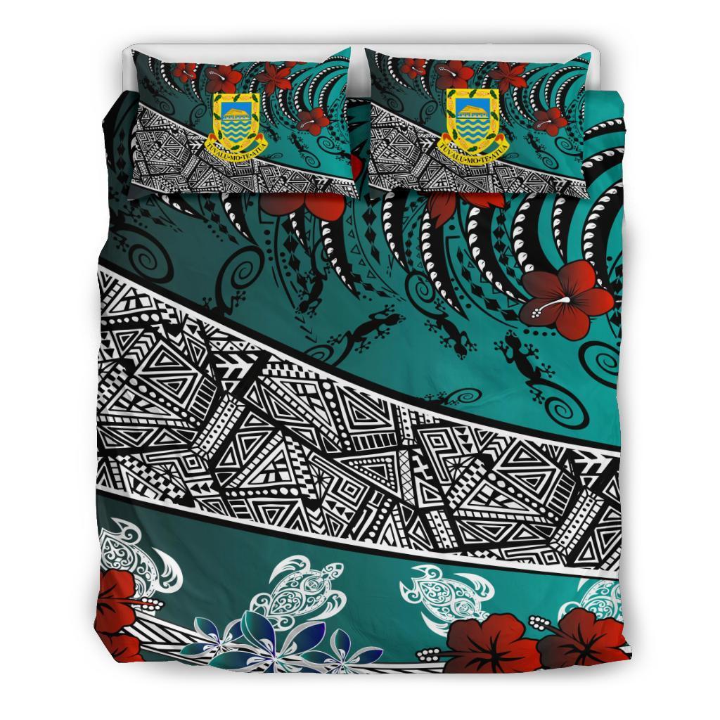 Tuvalu Polynesian Bedding Set - Lizard And Turtle Green - Vibe Hoodie Shop