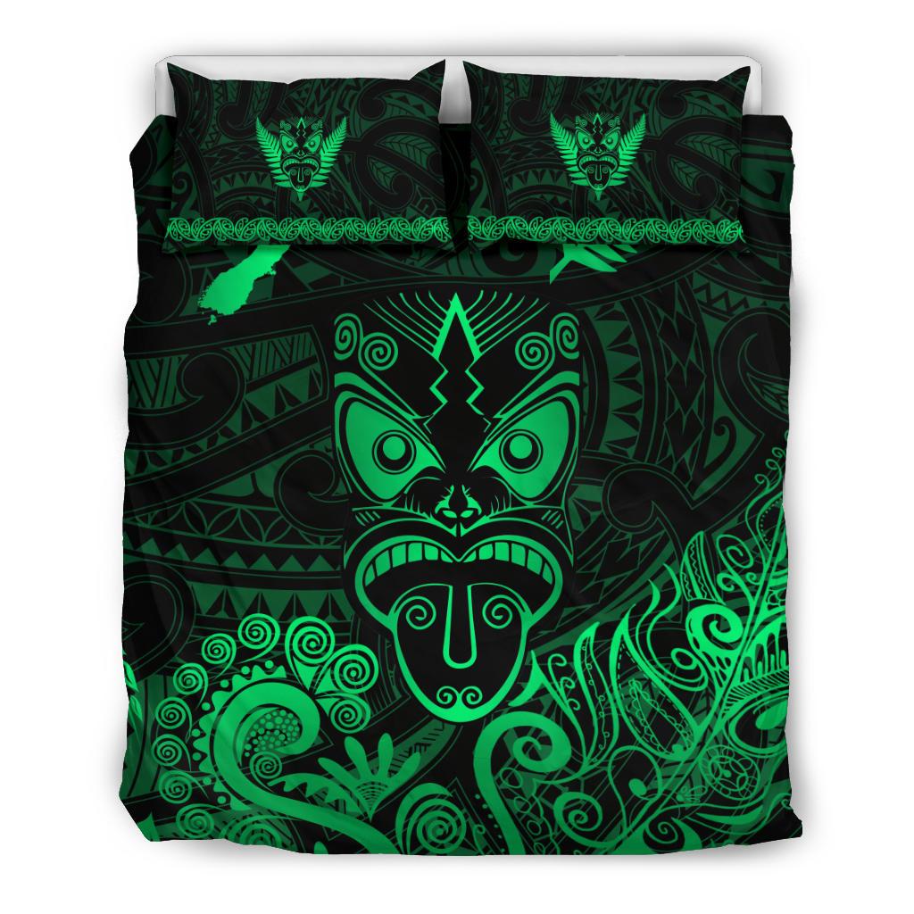 Maori Aotearoa Rugby Haka Bedding Set New Zealand Silver Fern - Green - Vibe Hoodie Shop