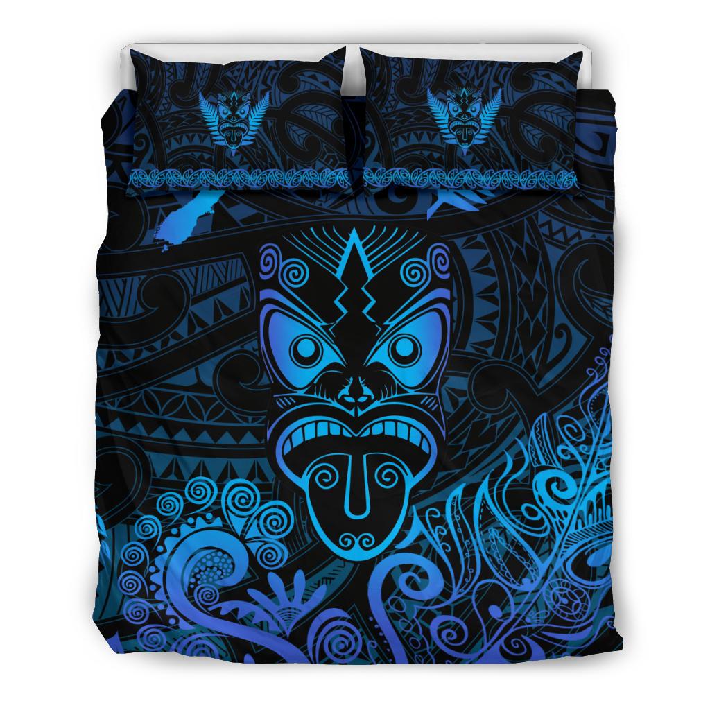 Maori Aotearoa Rugby Haka Bedding Set New Zealand Silver Fern - Blue - Vibe Hoodie Shop