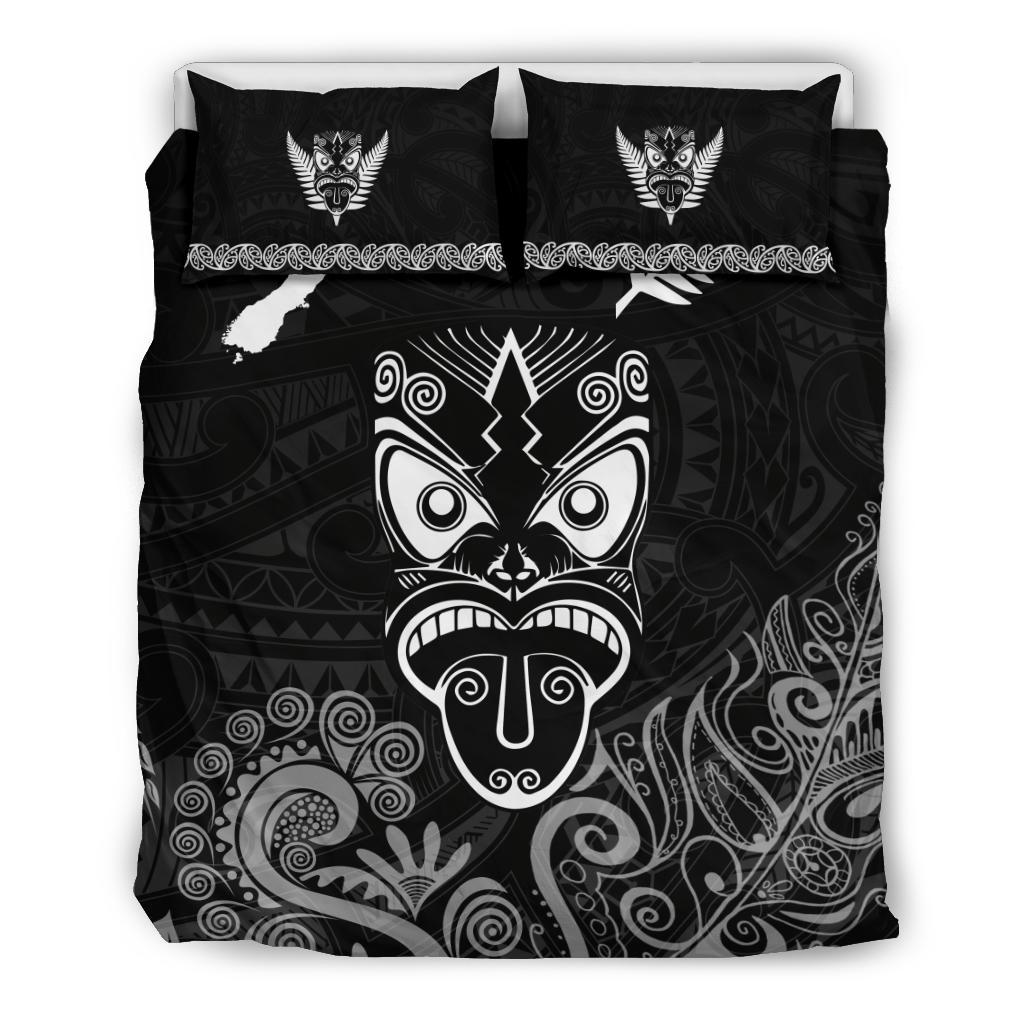 Maori Aotearoa Rugby Haka Bedding Set New Zealand Silver Fern - Black - Vibe Hoodie Shop