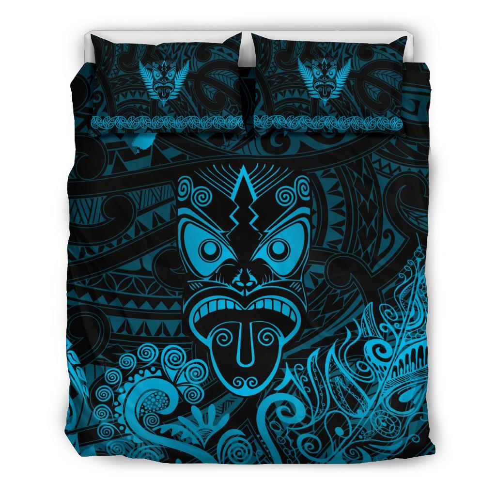 Maori Aotearoa Rugby Haka Bedding Set New Zealand Silver Fern - Turquoise - Vibe Hoodie Shop