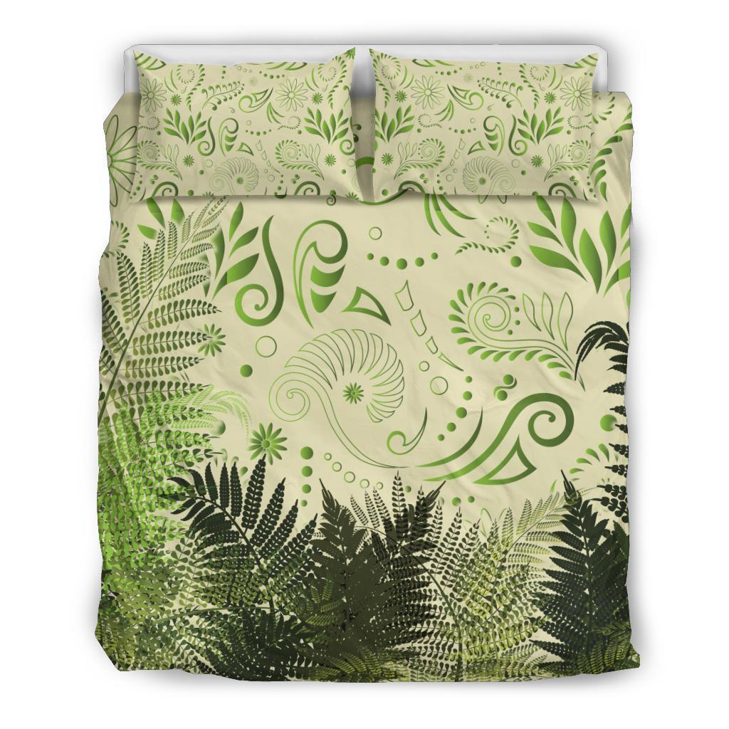 New Zealand Bedding Set Silver Fern Aotearoa Vibes - Beige - Vibe Hoodie Shop