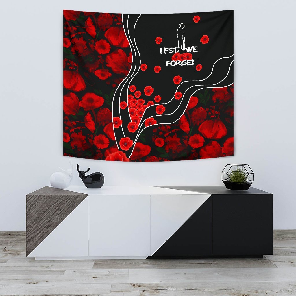 ANZAC Lest We Forget Tapestry - Poppy Flowers - Vibe Hoodie Shop