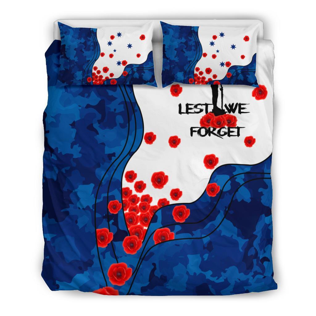 ANZAC Lest We Forget Bedding Set - Australian Flag Blue - - Vibe Hoodie Shop