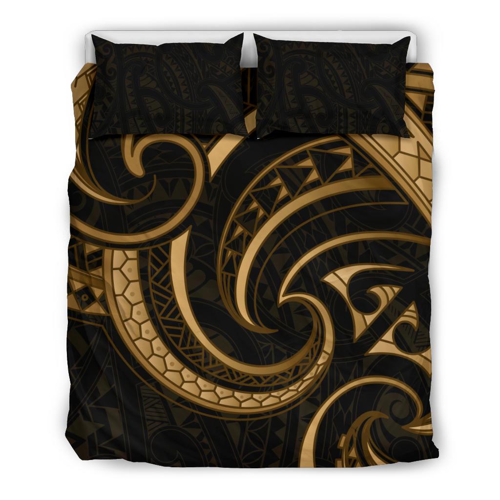 New Zealand Maori Mangopare Bedding Set Polynesian - Gold - Vibe Hoodie Shop