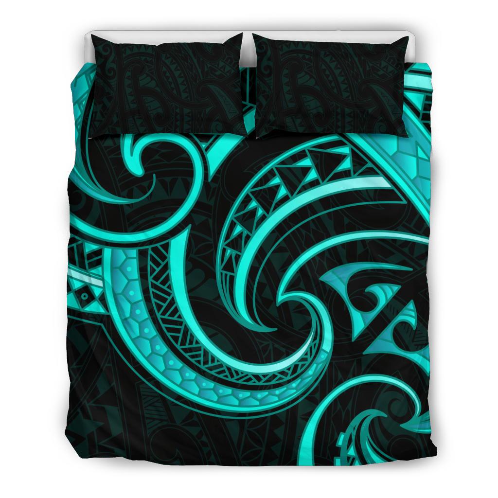 New Zealand Maori Mangopare Bedding Set Polynesian - Turquoise - Vibe Hoodie Shop