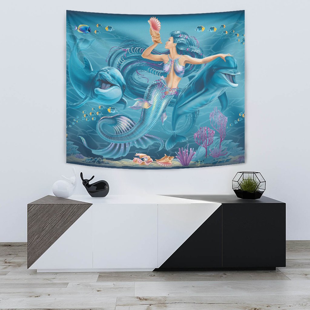 Tapestry - Australia Beautiful Mermaid With Dolphin - Vibe Hoodie Shop