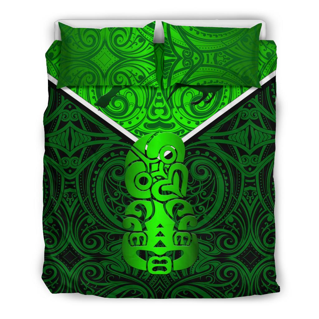 New Zealand Maori Rugby Bedding Set Pride Version - Green - Vibe Hoodie Shop