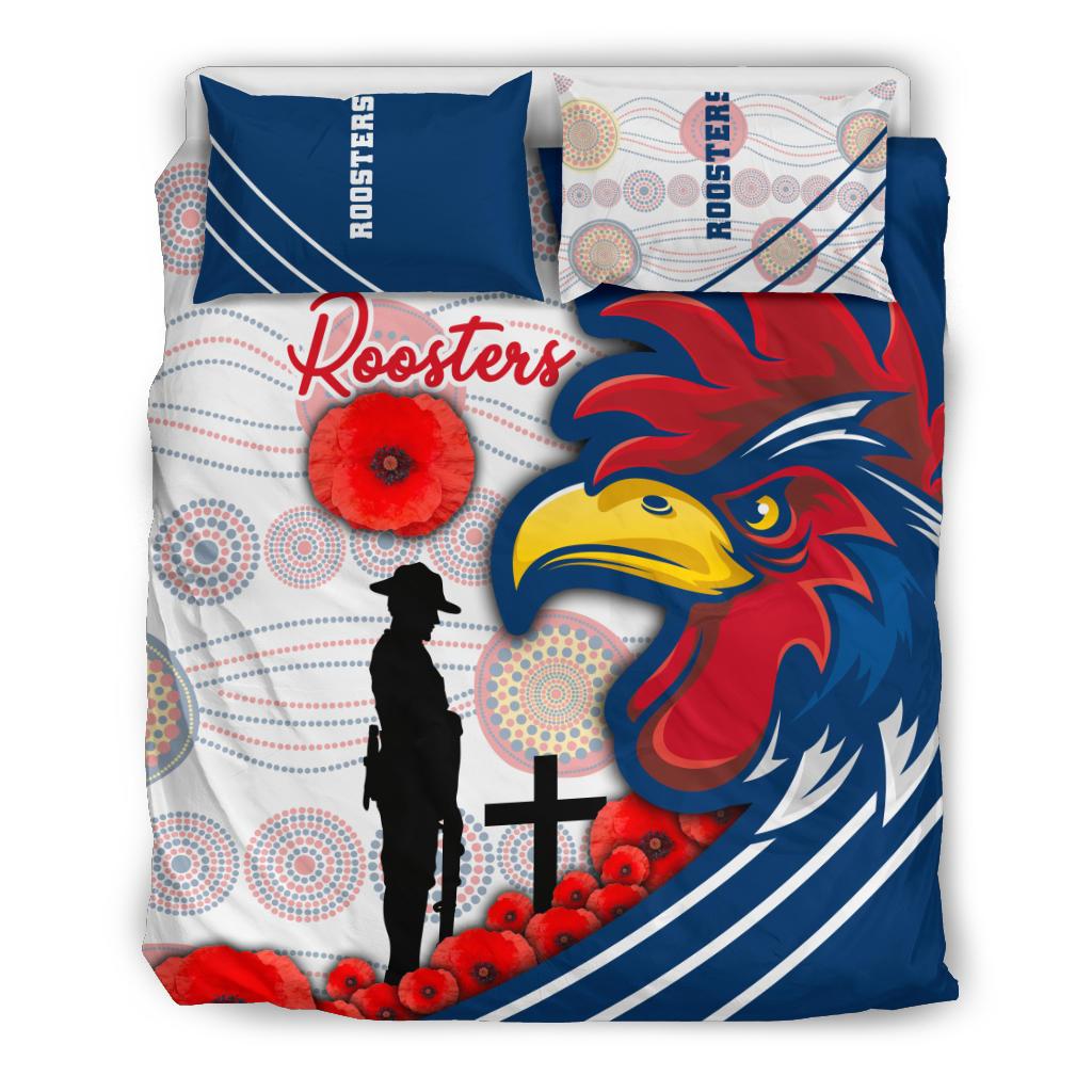 Australia Roosters Bedding Set ANZAC Day - Three Tiles Style - Vibe Hoodie Shop